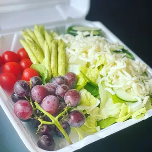 a tray of vegetables