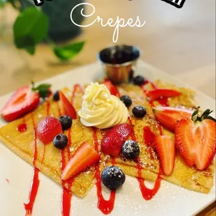 a plate of crepes