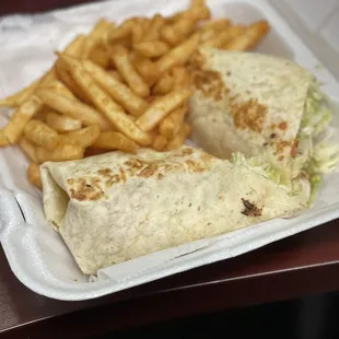 Blackened Chicken Wrap and Seasoned Home Fries