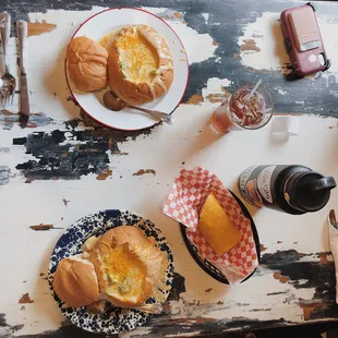 Potato soup in bread bowl