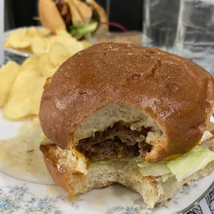 Smash burger on brioche bun