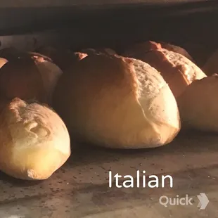 Italian bread baking in the oven at Bread Chef.