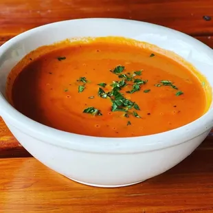 a bowl of tomato soup