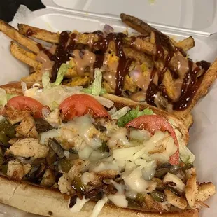 Chicken Philly with loaded fries