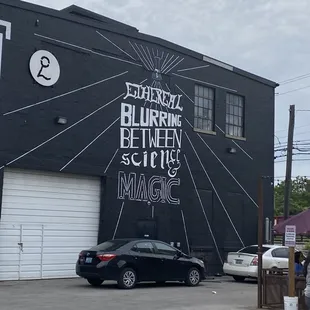 a car parked in front of a building