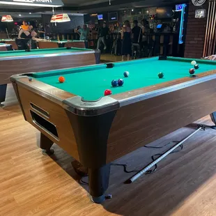 Pool tables.