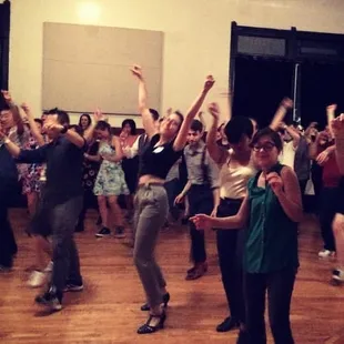  group of people in a dance studio