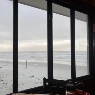 View of the beach from inside