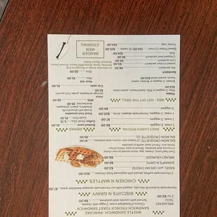 menu
