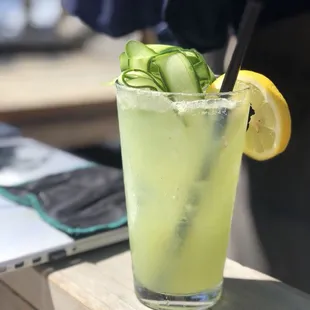 Lemonade refresher with cucumber and tequila!