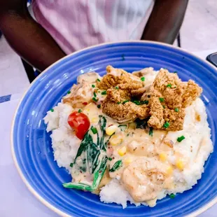 Crispy Catfish, Shrimp &amp; Grits