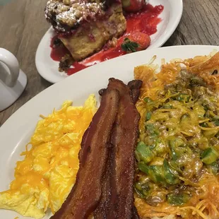 Bacon, Eggs, loaded hash browns