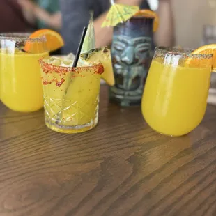 Left to right mimosa-margarita(secret drink menu- tiki mango so yummy