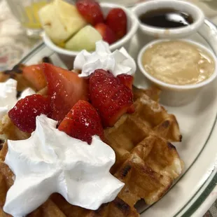 Traditional Belgian Waffle and Fruit cup