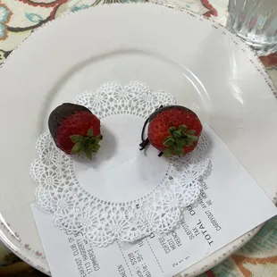 Nice touch! The bill arrived with two chocolate dipped strawberries
