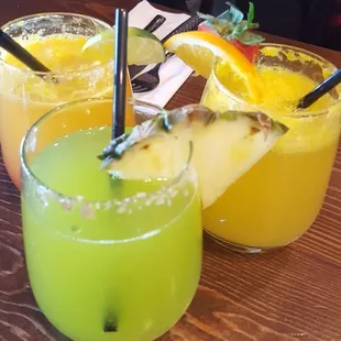 Mimosas: Green (Melon Smash); Back left: (Georgia Peach); Back right: (Original)