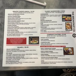 Lunch menu