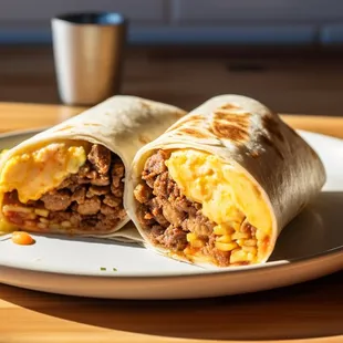 two burritos on a plate