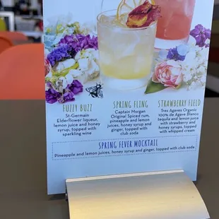 Drink menu