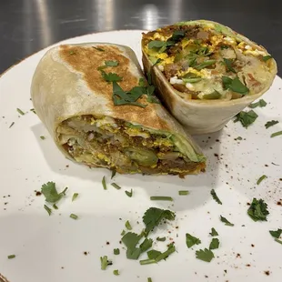 two burritos on a plate