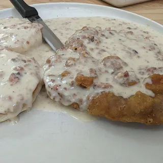 country fried steak & eggs