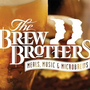 The Brew Brothers logo over a close up image of a beer.