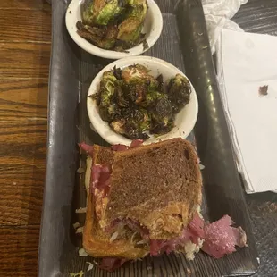 That ends on the brussels sprouts way overcooked stone cold. The pastrami on the sandwich was like shoe leather and the bread was like stone