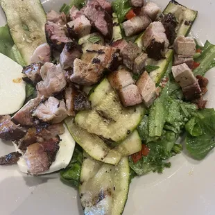 Grilled Zucchini salad with pork belly