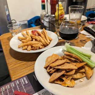 two plates of food on a table