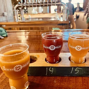 A colorful flight of fruity sours. Yum!