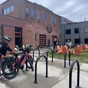 Bicycle parking area &amp; lower outdoor seating areas