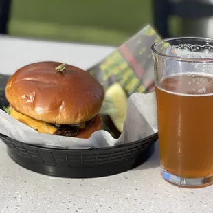 Burger and a Paloma IPA.