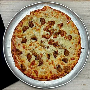 a pizza on a pan