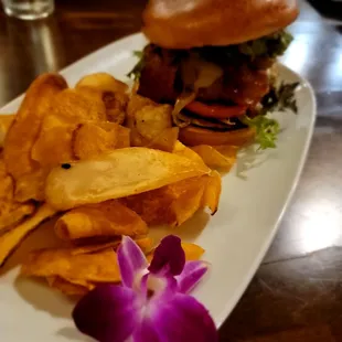 Kettle Chips  ... and the Guacamole Bacon Grilled Onion Burger