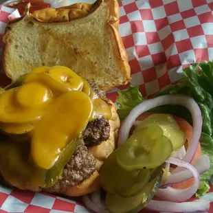 Jalapeno Cheddar Burger with the works
