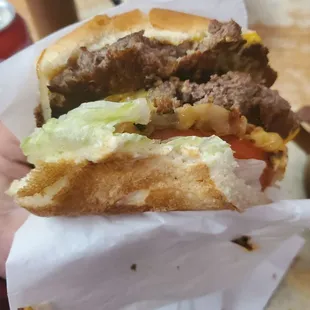 Double deluxe with fried onions.