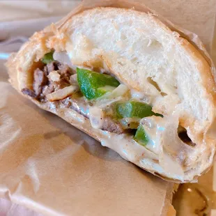 a half eaten sandwich