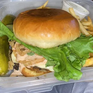 The Brick burger (sub black bean patty)