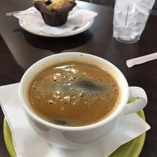 Americano and blueberry muffin.