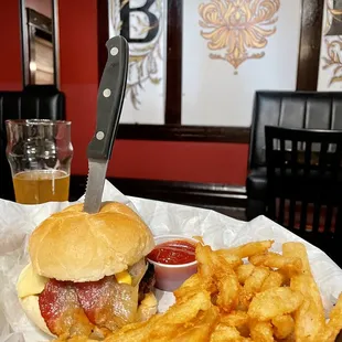 a burger and french fries