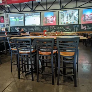 tables and chairs in a restaurant