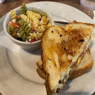 &quot;Ultimate&quot; Grilled Cheese Sandwich with pasta salad