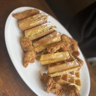 Chicken and waffles- so dry. Don&apos;t get it