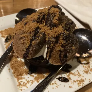 Brownie s&apos;mores dessert feature - cookie butter &amp; crumble, softened marshmallows
