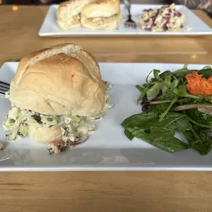Shrimp salad sandwich with side salad. There was A lot more vegetable than shrimp.