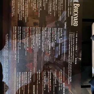 The menu