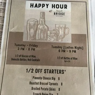 Happy Hour menu