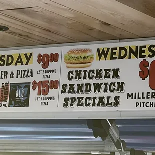 Tuesday and Wednesday specials