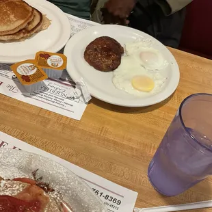 Poatched eggs and turkey sausage