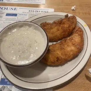 Chicken tender meal with a side of gravy...